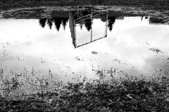 Empty stands after the fall rain