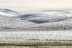 In a light snow, ripples among the waves