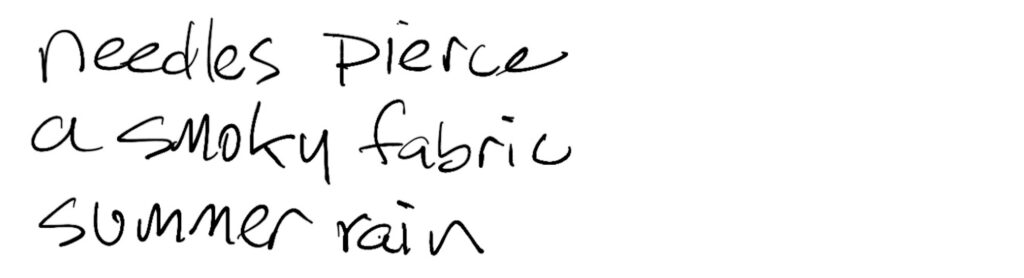 Haiku; needles pierce / a smoky fabric / summer rain