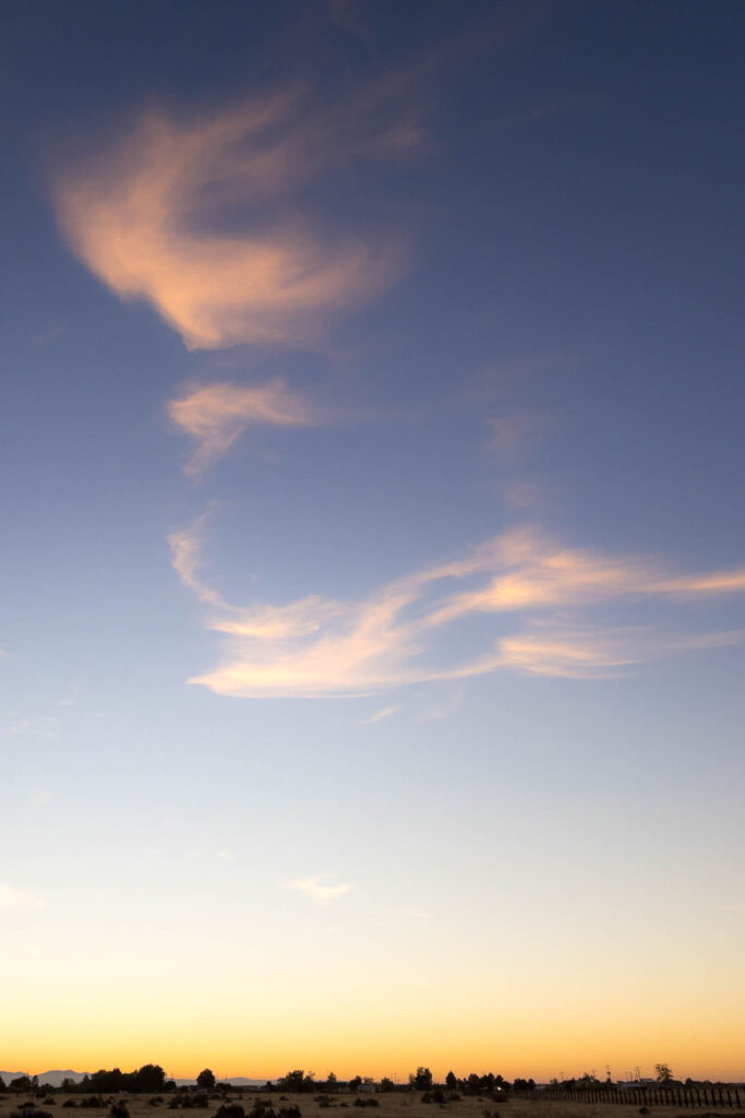 Photograph; Cirrus clouds at sunset, Mountian Home, Idaho.