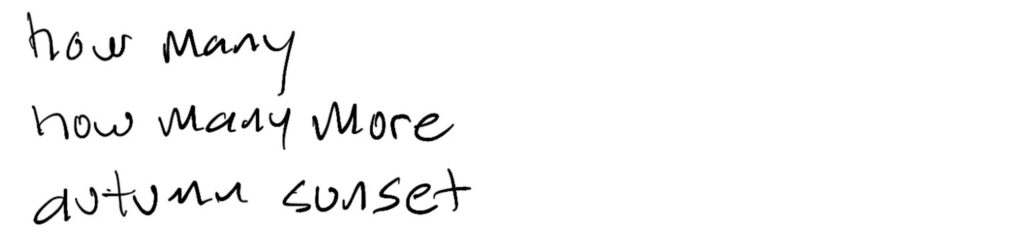 Haiku; how many / how many more / autumn sunset