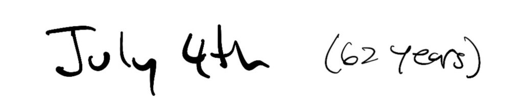 Title; July 4th (62years)