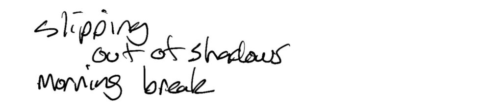 Haiku; slipping / out of shadows / morning break
