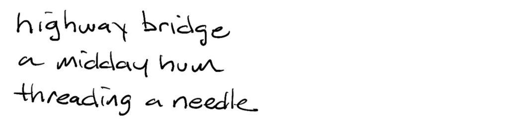 Haiku; highway bridge/a midday hum/threading a needle