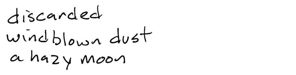Haiku; discarded/windblown dust/a hazy moon
