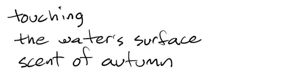 Haiku; touching/the water’s surface/scent of autumn
