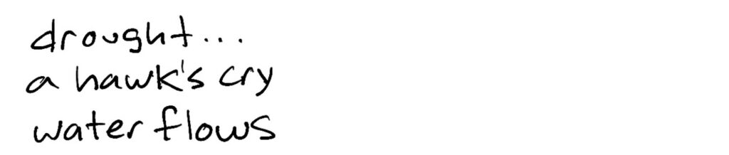 drought…/a hawk’s cry/water flows