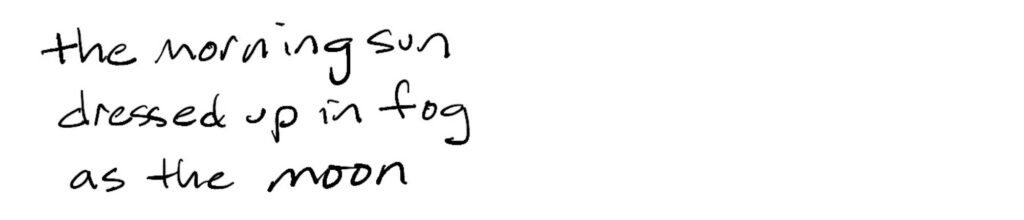 Good morning son/dressed up in fog/as the moon