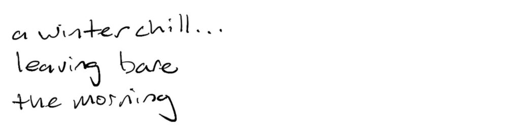 a winter chill…/leaving bare/the morning