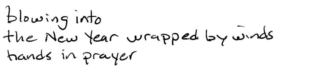 blowing into/the new year wrapped by winds/hands in prayer