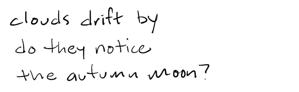clouds drift by/do they notice/the autumn moon?