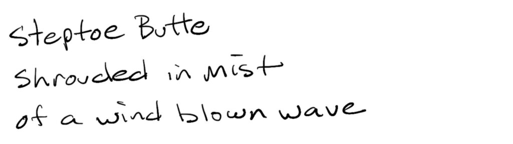 Steptoe butte/shrouded in the mist/of a wind blown