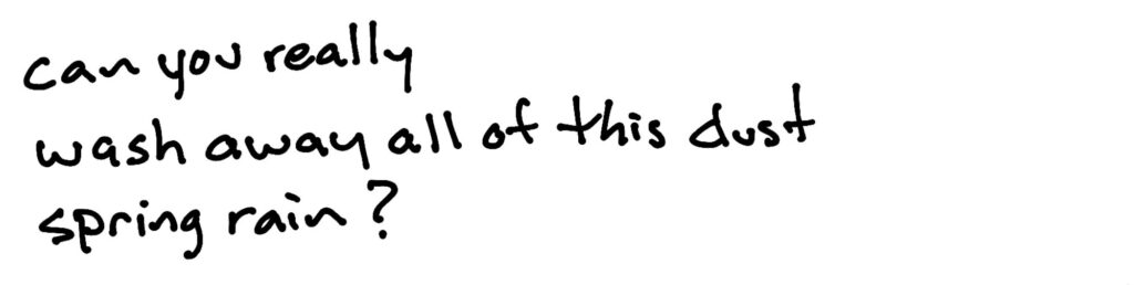 Can you really/wash away all of this dust/spring rain?